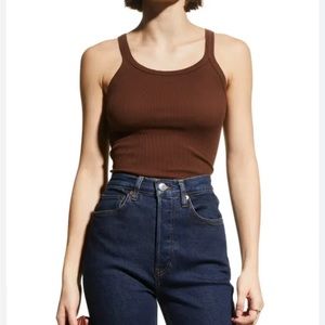Re/Done Hanes Brown Strappy Tank, size M